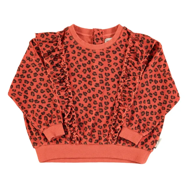 Sweatshirt Leopard Volants Bio-Frottee | Terracotta