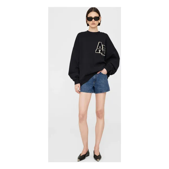 Sudadera de algodón orgánico Miles Letterman | Negro