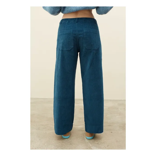 Rosafarbene Hose aus geripptem Velours | Navy