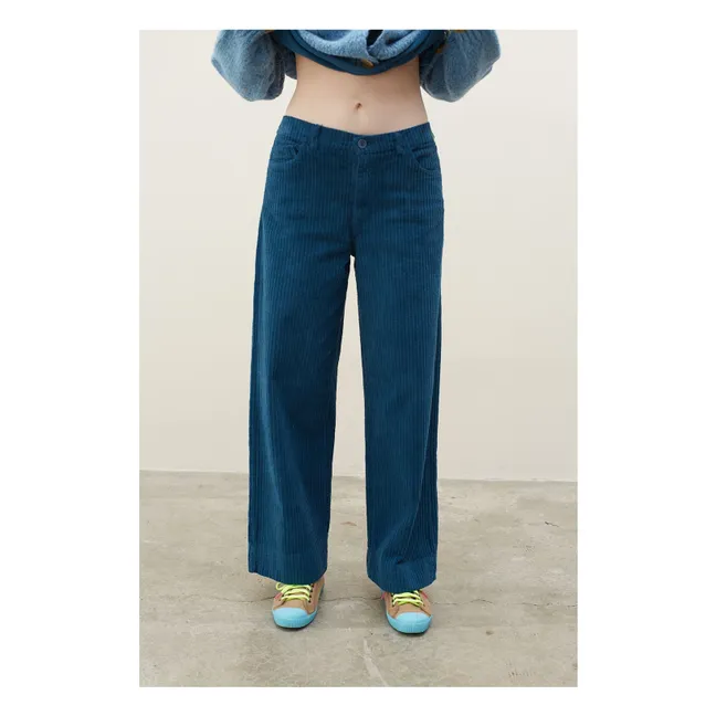 Rosafarbene Hose aus geripptem Velours | Navy