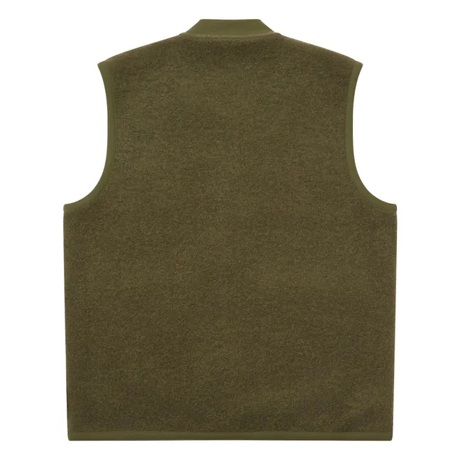 Ärmellose Weste mit Reißverschluss aus Wolle | Khaki