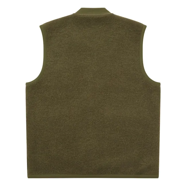 Gilet senza maniche in lana con zip | Verde militare