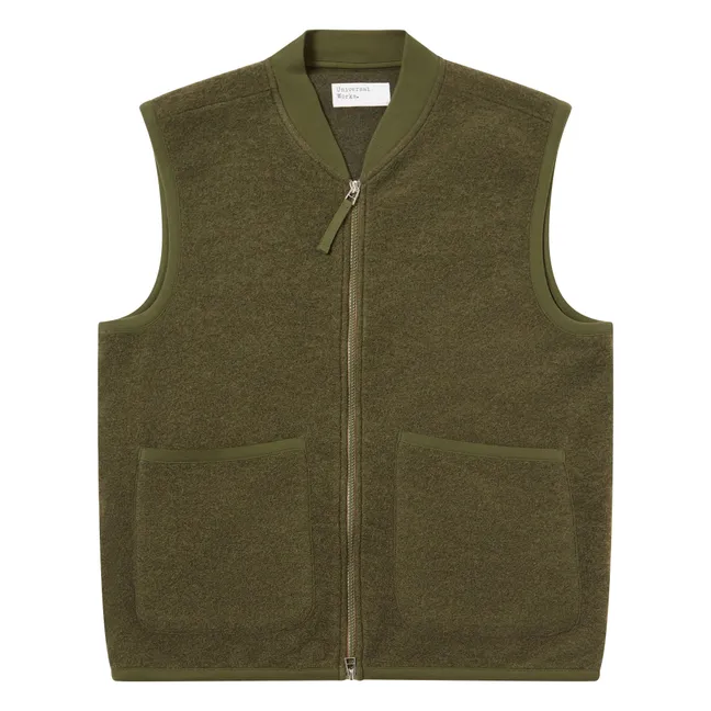 Ärmellose Weste mit Reißverschluss aus Wolle | Khaki