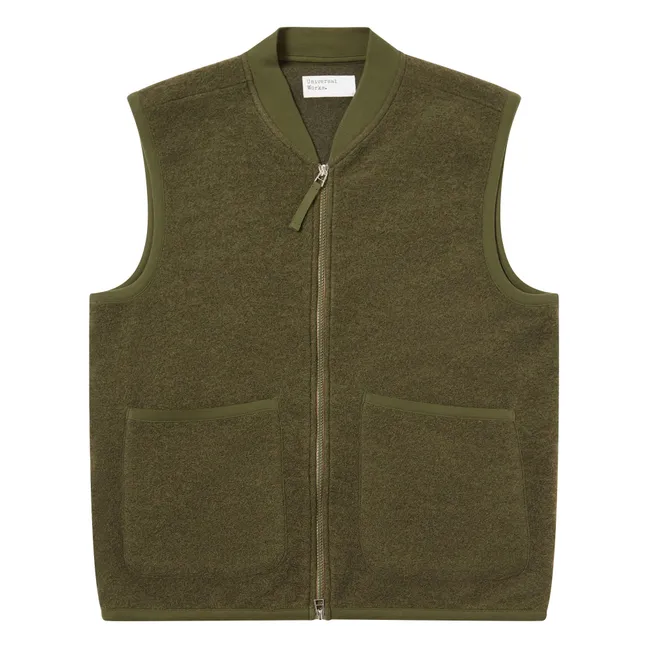 Gilet senza maniche in lana con zip | Verde militare