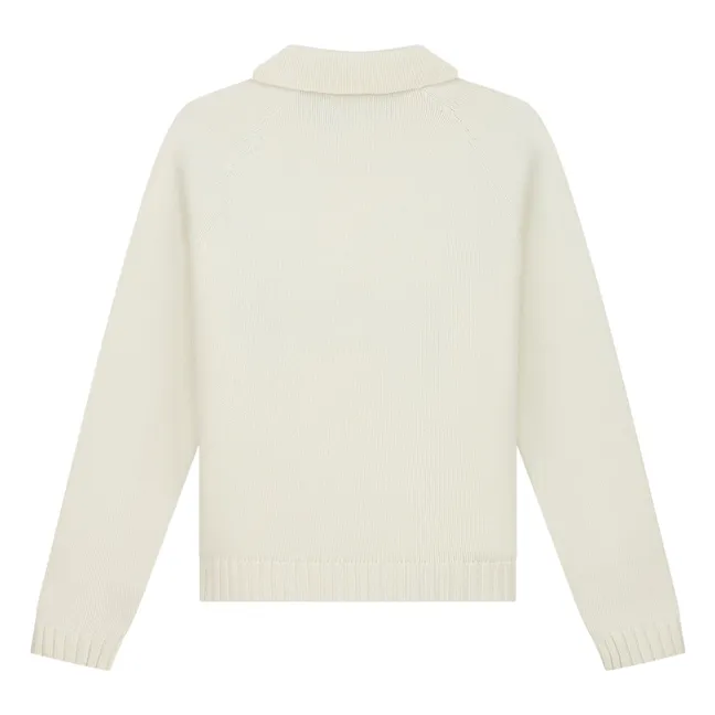 Polohemd Maschenware Wolle Futebol | Cremefarben