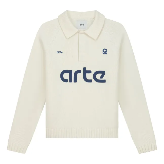 Polohemd Maschenware Wolle Futebol | Cremefarben