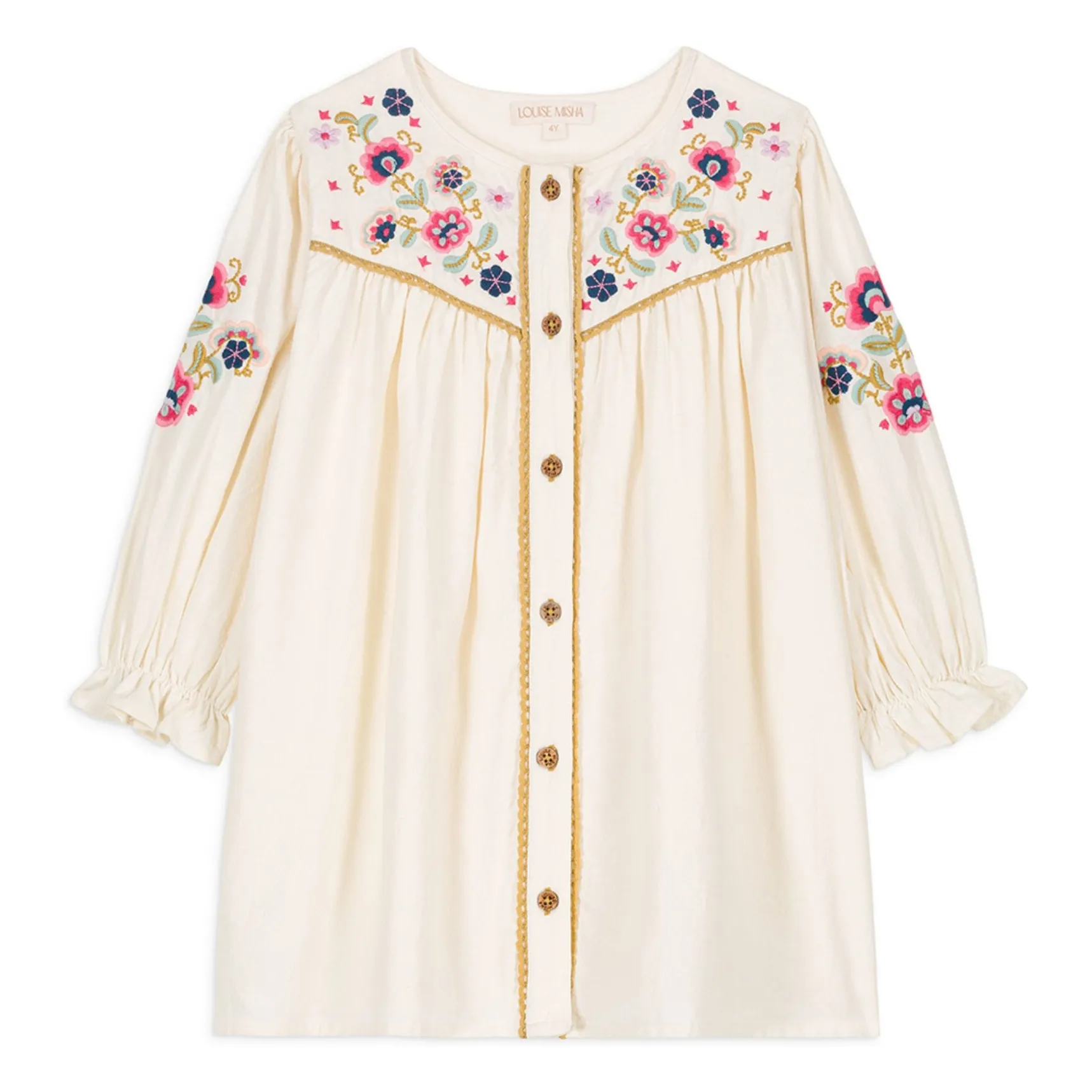 Louise Misha Ecru Floriane Embroidered Baby Dress