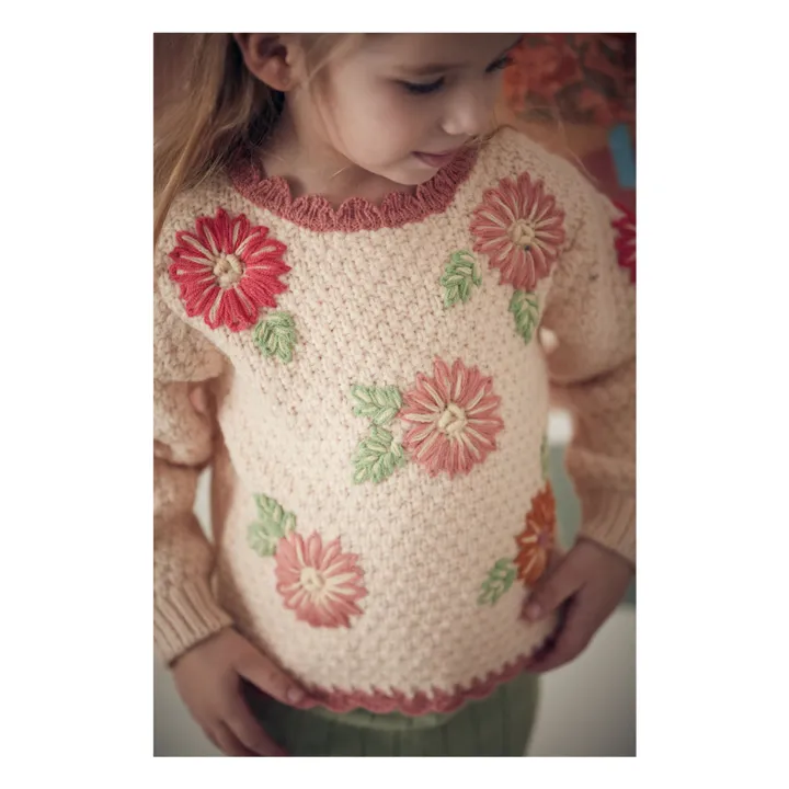 Pull Acia Fleurs Brodées Bébé | Rose poudré- Image produit n°2