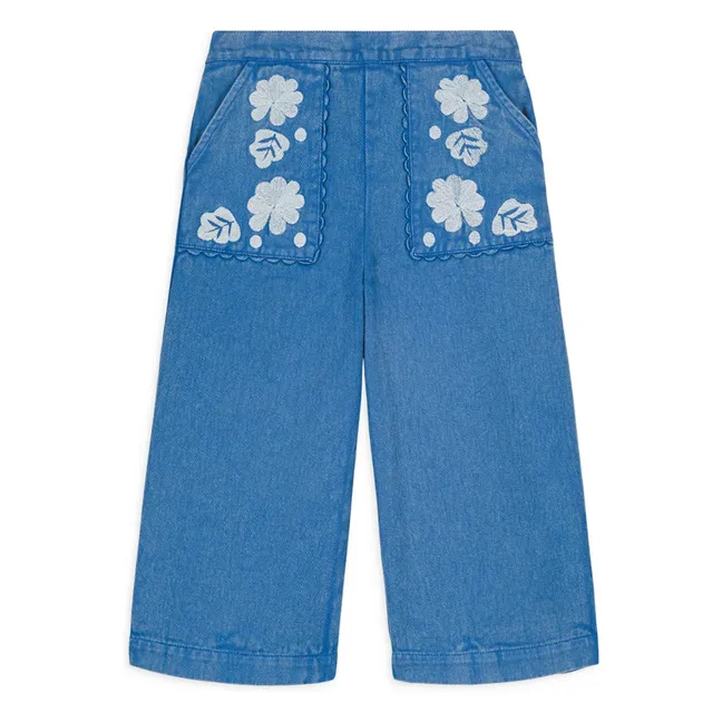 Flofi Embroidered Pants | Denim blue