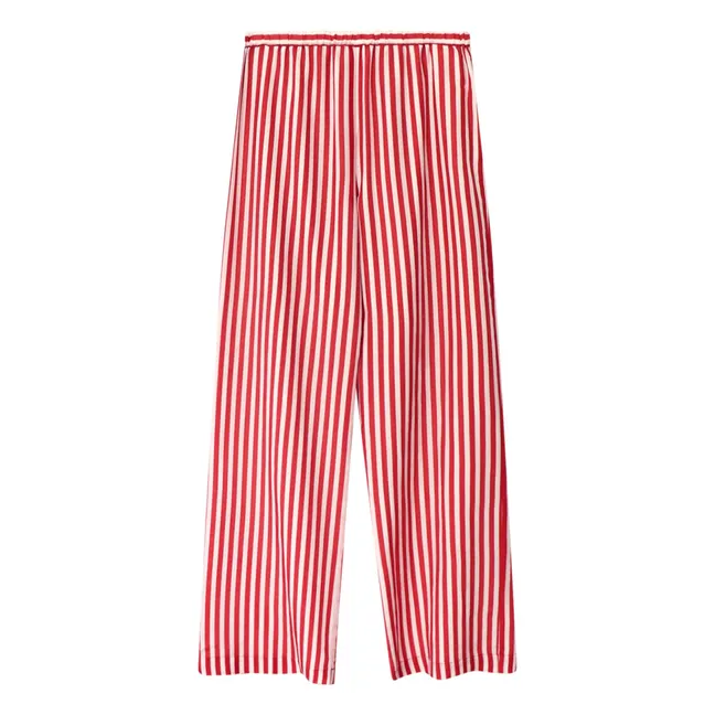 Pantaloni a tubo in cotone e seta | Rosso