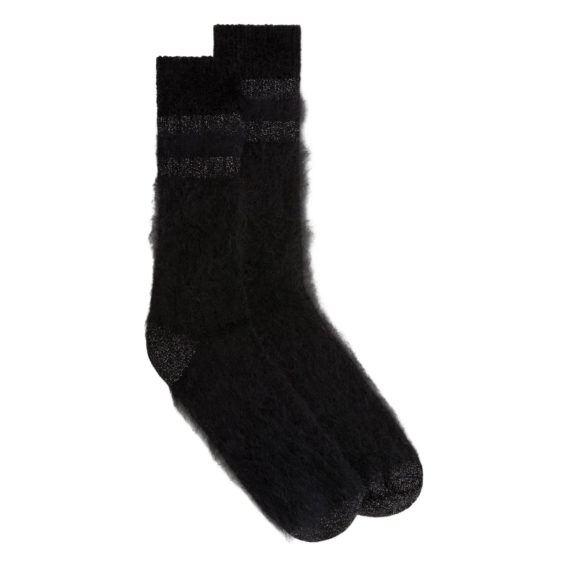 Momoni Black Joshi Metallic Alpaca Socks