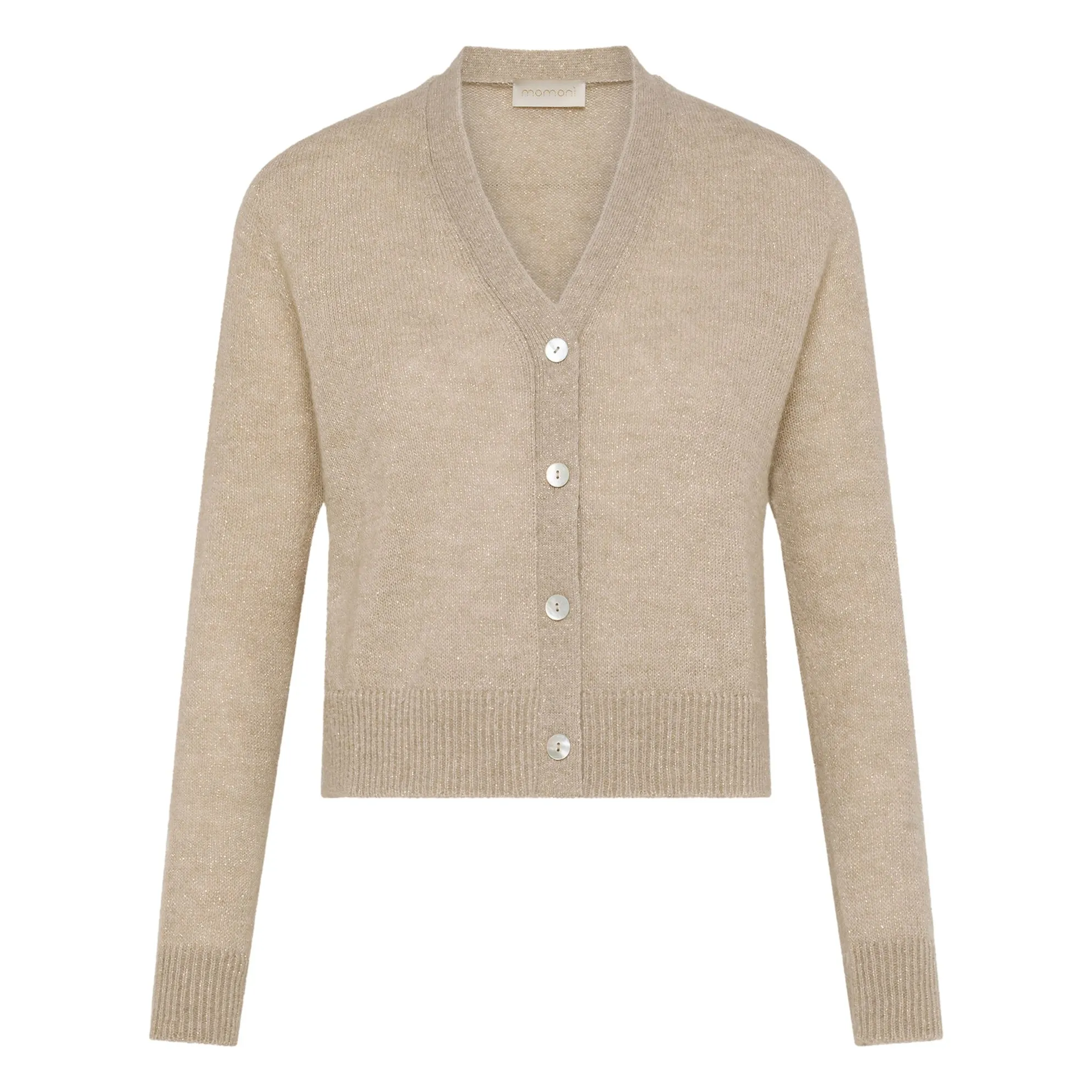 Momoni Cream Jiro Metallic Alpaca Cardigan