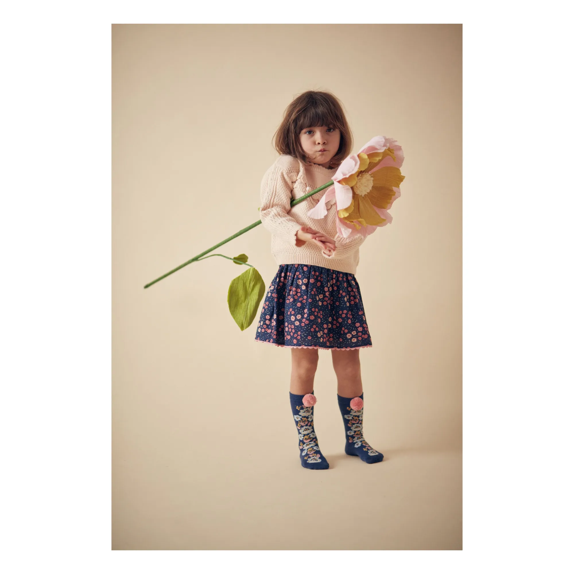 Louise Misha Navy Blue Chelie Pompons Socks