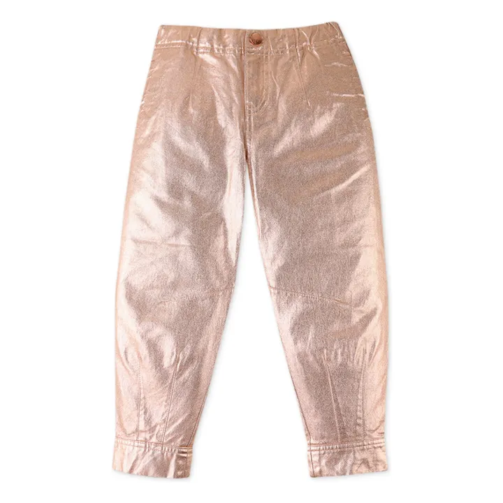 Pantalones globo metalizados | Rosa Melocotón- Imagen del producto n°0