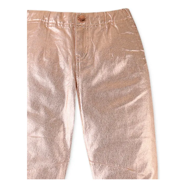 Pantalones globo metalizados | Rosa Melocotón- Imagen del producto n°3