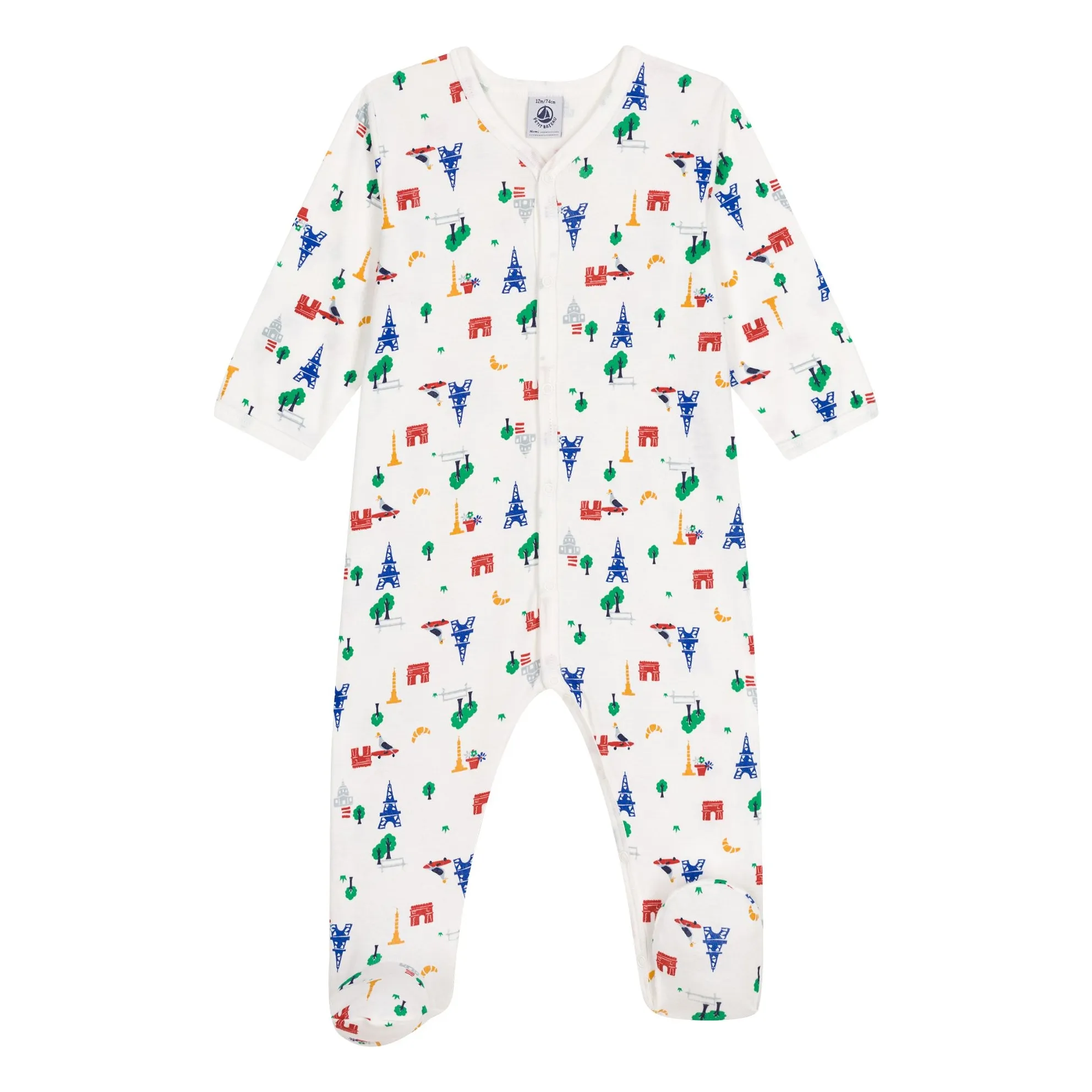 Petit Bateau Unisex White Pyjama Dors Bien Paris