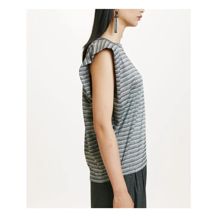 Top metálico de rayas Enna | Gris Plata- Imagen del producto n°2