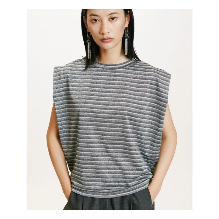 Top metálico de rayas Enna | Gris Plata- Imagen del producto n°0