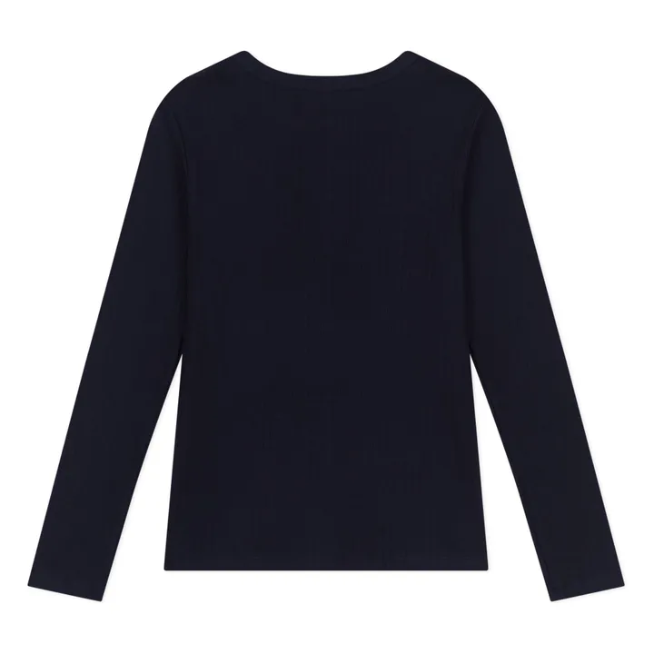 Petit Bateau T-shirt Col Tunisien Collection Femme Bleu