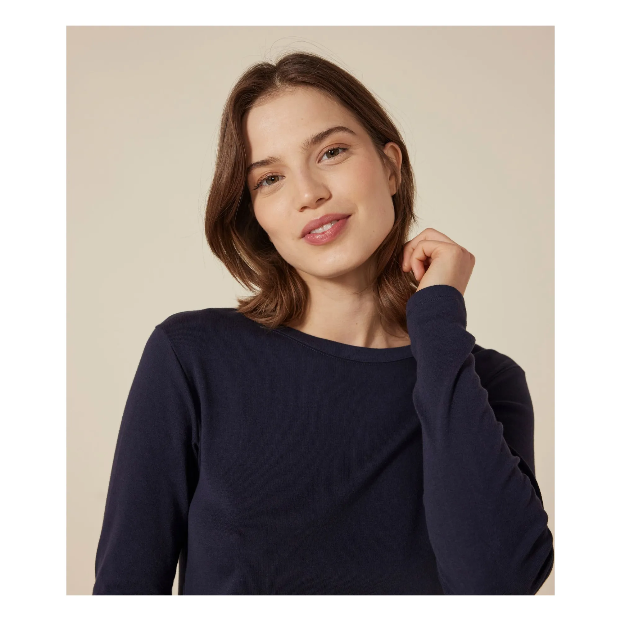 T-shirt l'Iconique Manches Longues - Collection Femme | Bleu marine- Image produit n°2
