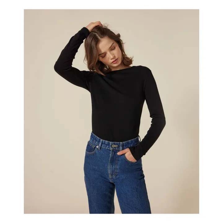 T-shirt l'Iconique Manches Longues - Collection Femme  | Noir- Image produit n°1