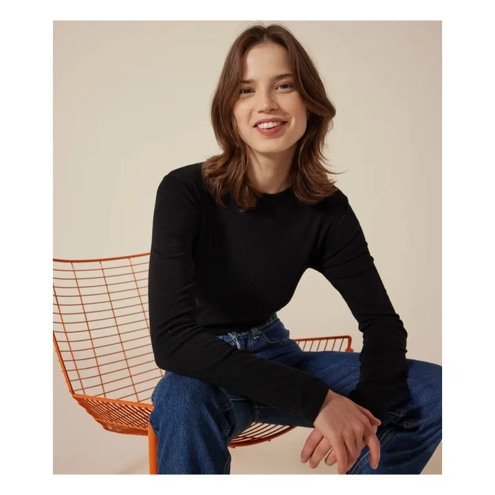T-shirt l'Iconique Manches Longues - Collection Femme  | Noir- Image produit n°2