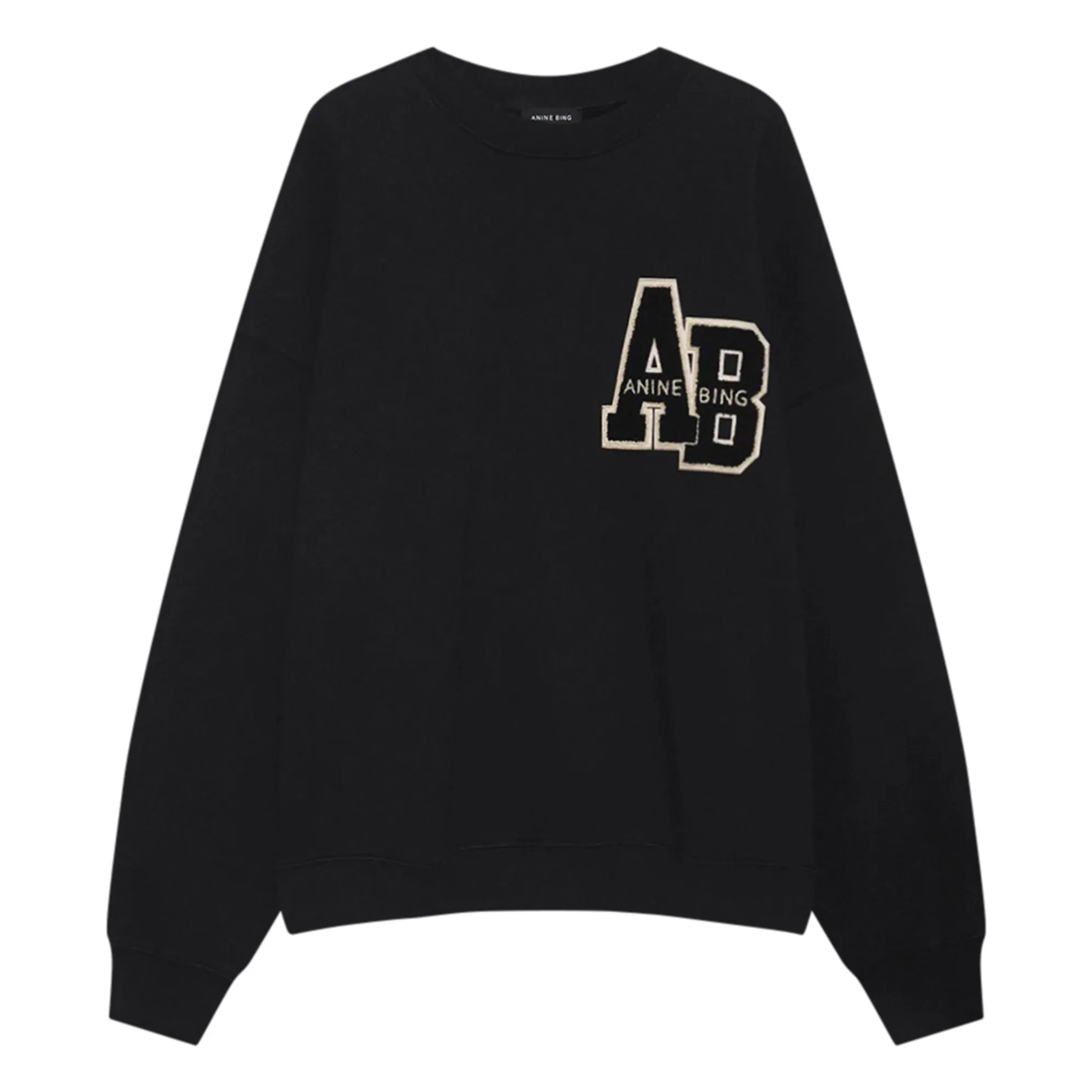 Anine Bing Black Miles Letterman Organic Cotton Sweatshirt