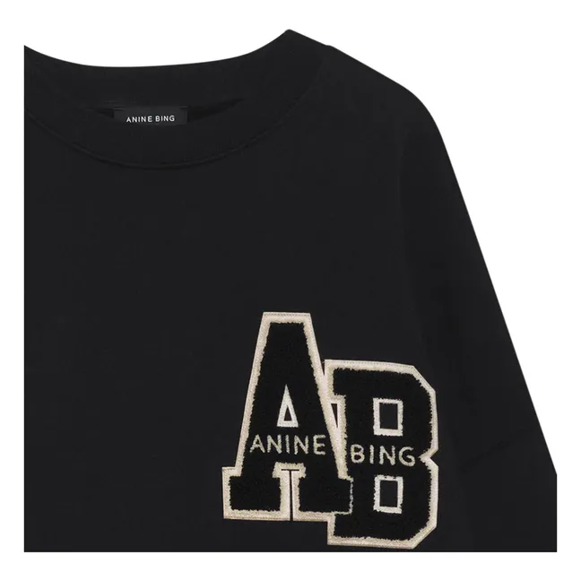 Sudadera de algodón orgánico Miles Letterman | Negro