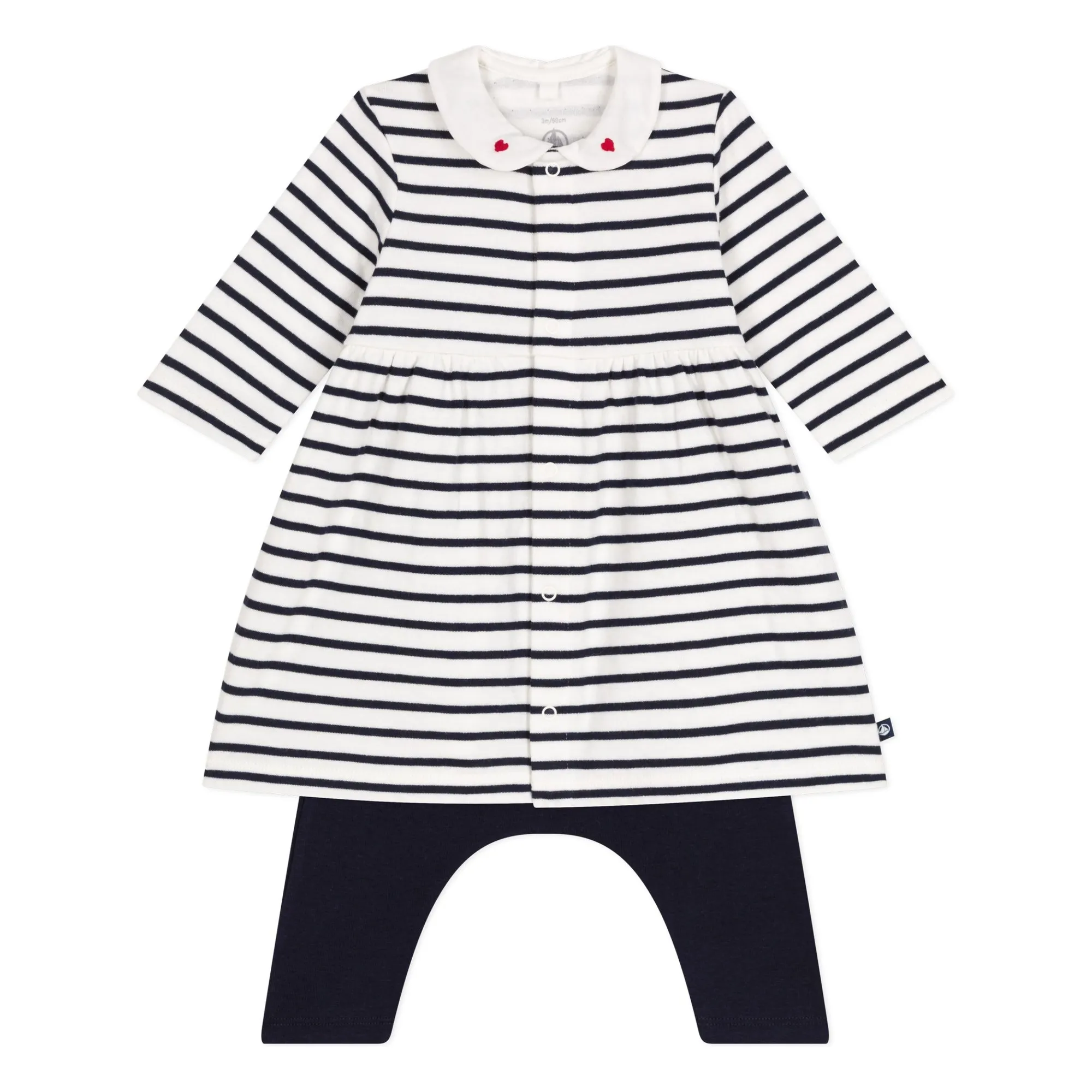 Petit Bateau Navy Blue Stripes Dress And Legging Set