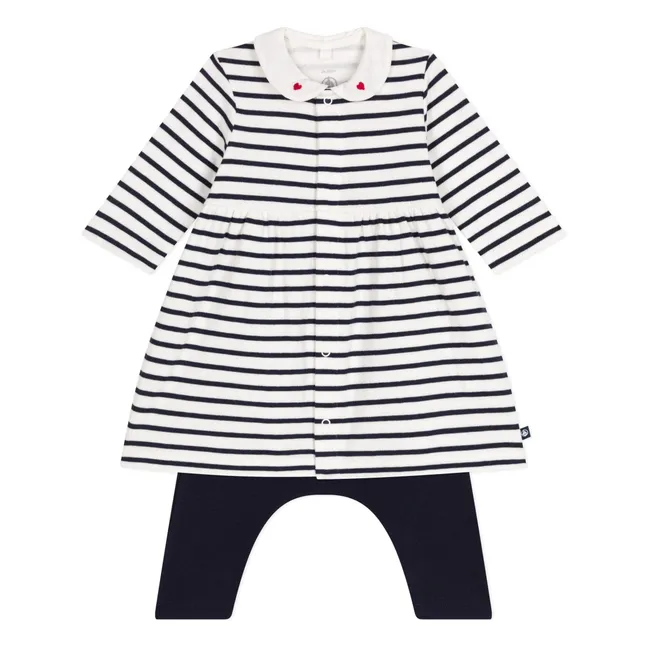 Set aus Kleid und Leggings mit Streifen | Navy