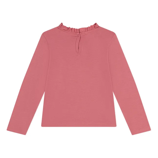 T-Shirt mit Rüschenkragen | Rosa