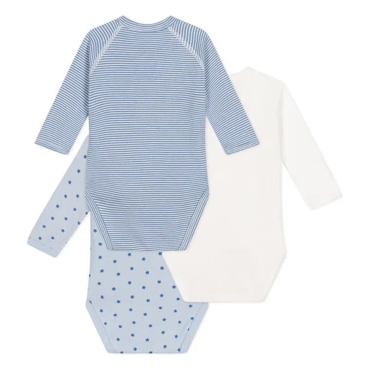 Petit Bateau – Set of 3 Star Cross Bodies – Blue | Smallable