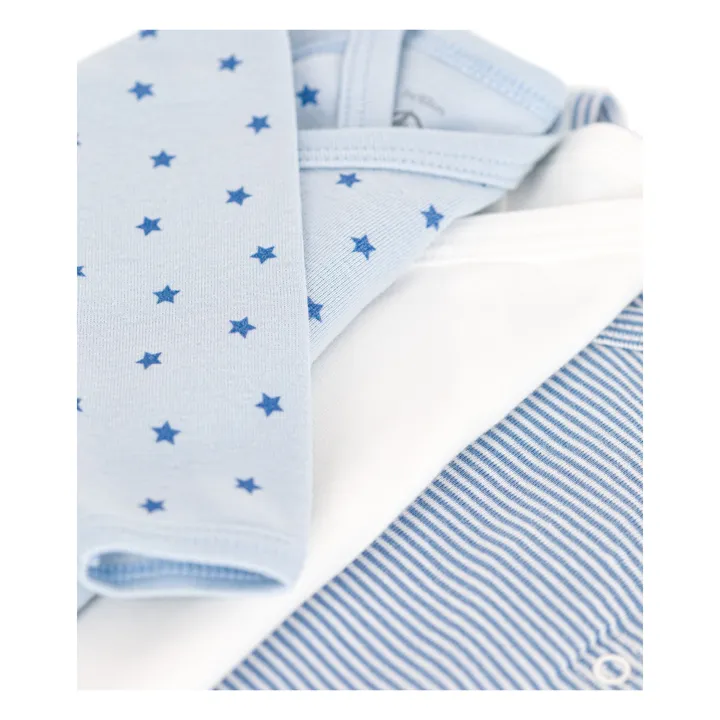 Petit Bateau – Set of 3 Star Cross Bodies – Blue | Smallable