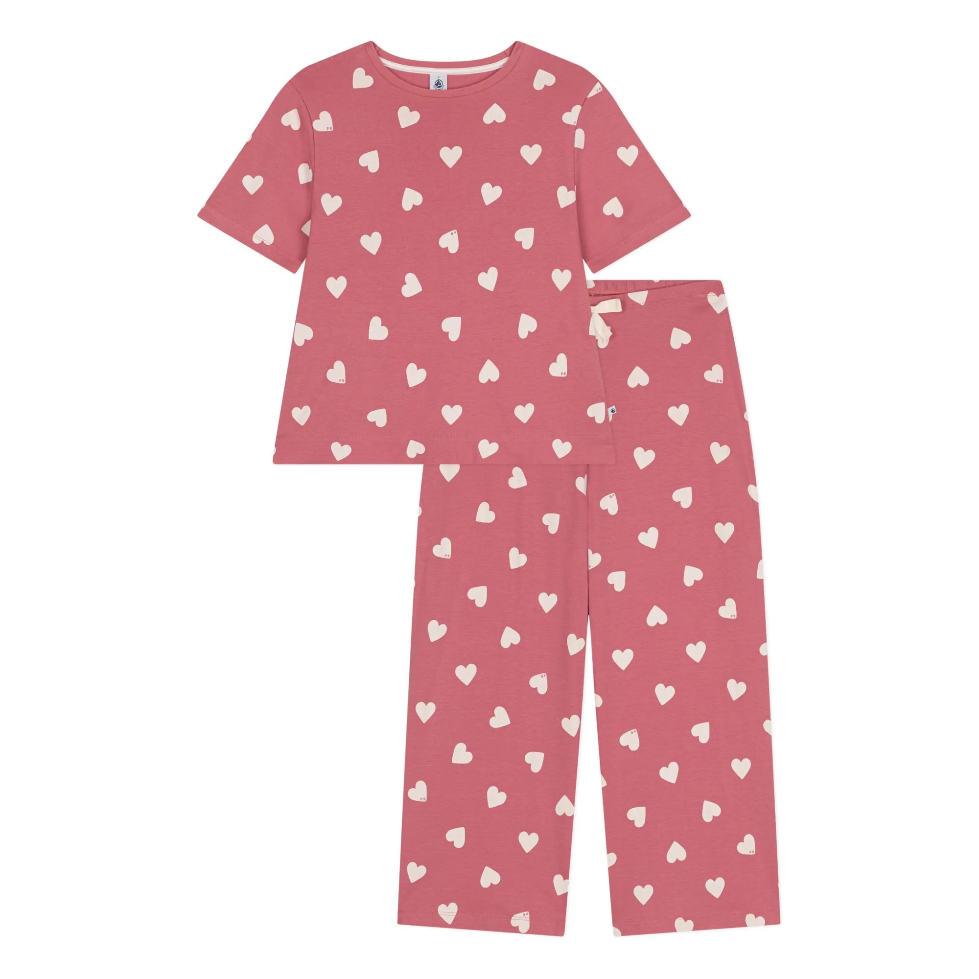 Petit Bateau Women's Pink Pyjama Set Hearts - Collection