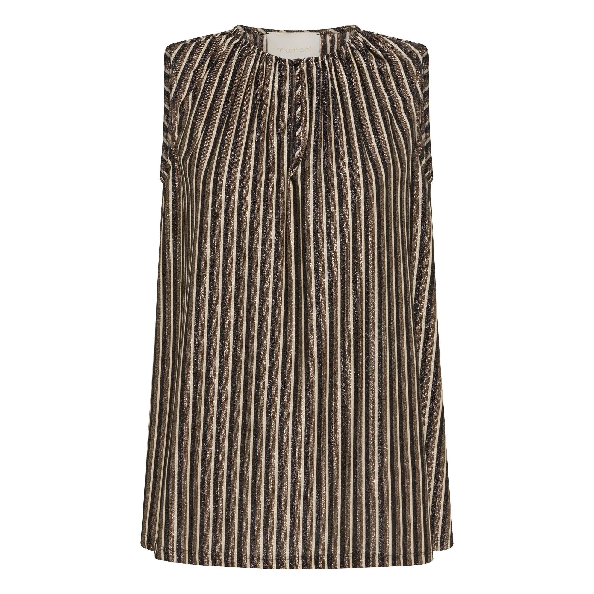 Momoni Brown Cris Stripes Metallic Top