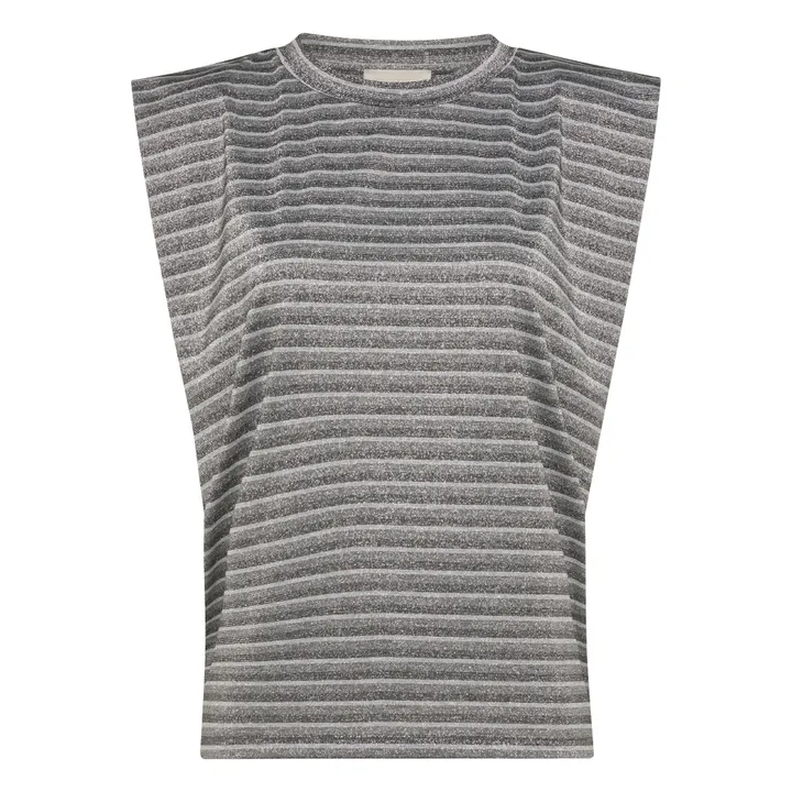 Top metálico de rayas Enna | Gris Plata- Imagen del producto n°1