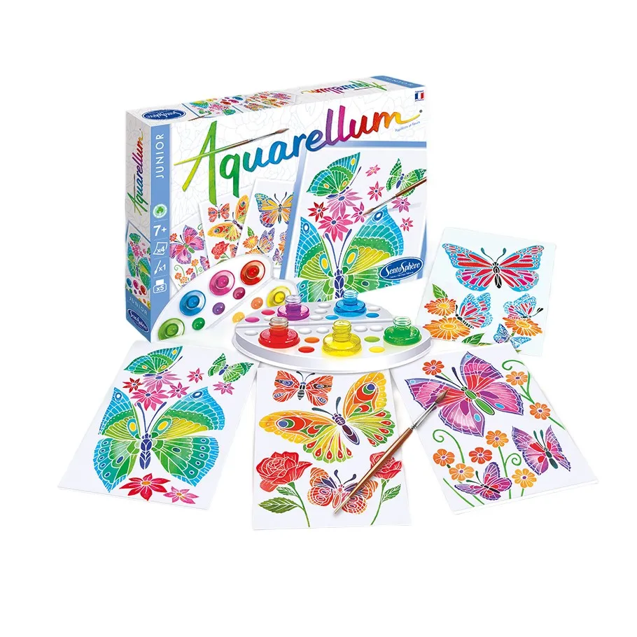 Sentosphère Multicoloured Butterflies And Flowers Watercolor Painting