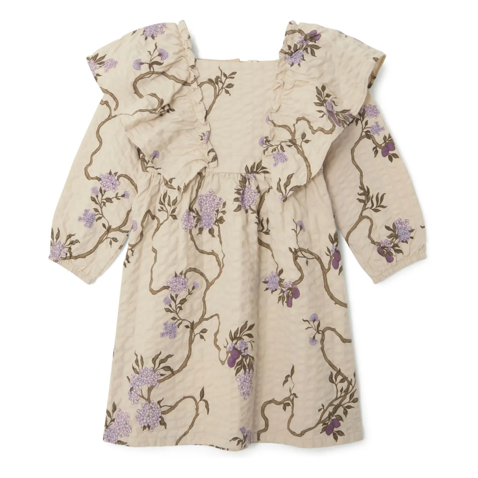 Garbo&Friends Off White Seersucker Arbre De Vie Dress