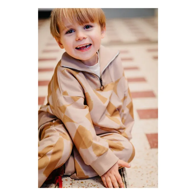Top in felpa con collo a zip Orin | Beige