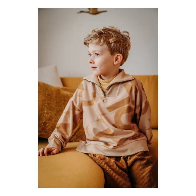 Top in felpa con collo a zip Orin | Beige
