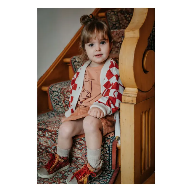Cardigan a scacchi | Arancione
