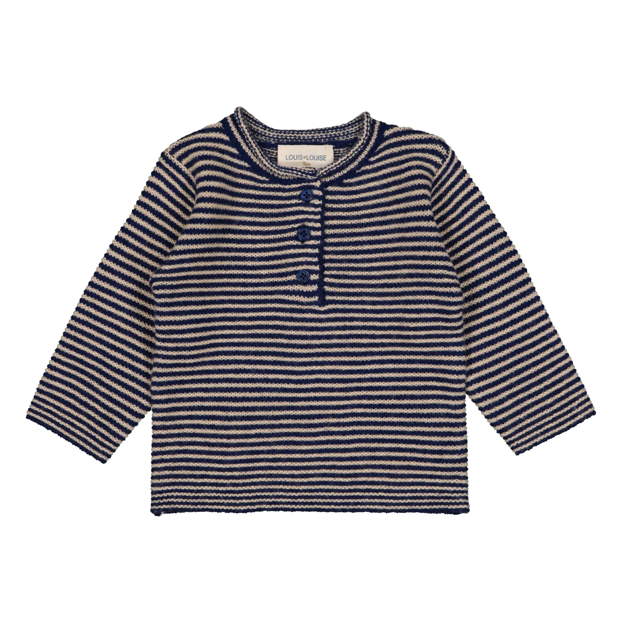 Louis Louise Indigo Blue Reda Striped Buttoned Sweater