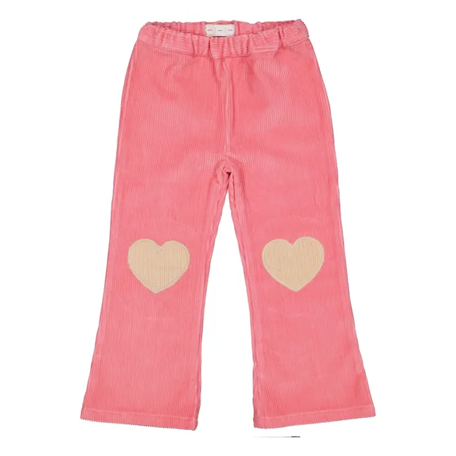 Pantalon Holly Velours Côtelé Cœurs | Rose