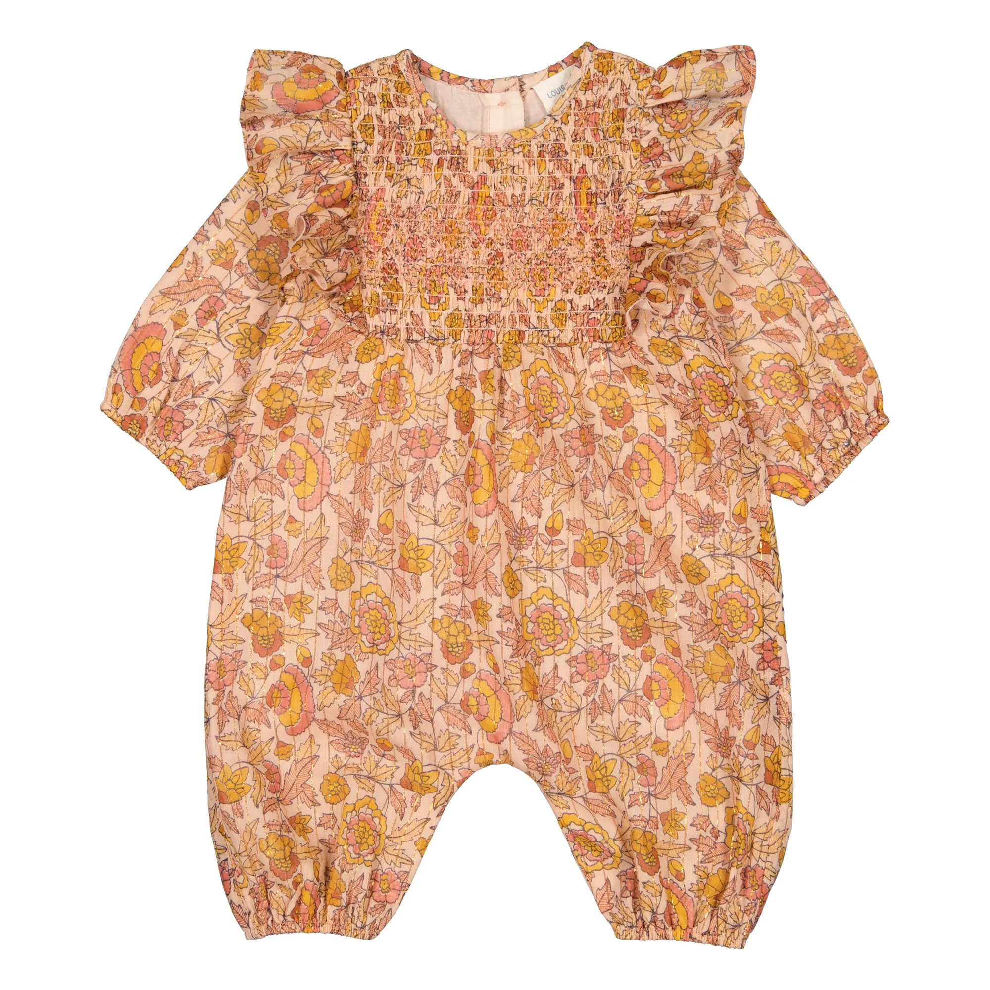 Louis Louise Pink Poésie Fleurie Smockée Lurex Jumpsuit