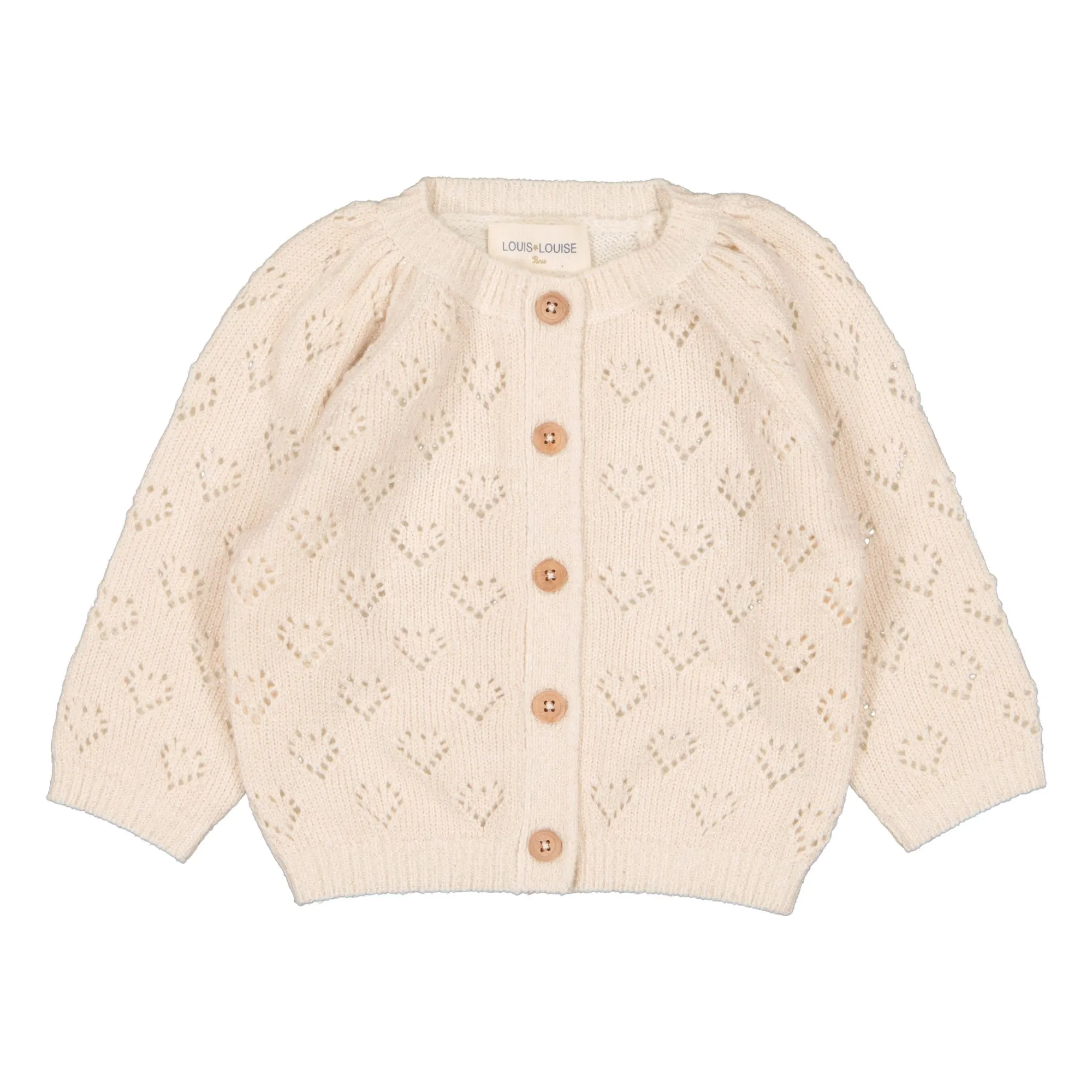 Louis Louise Cream Cardigan Sucrine Cœurs Ajourés