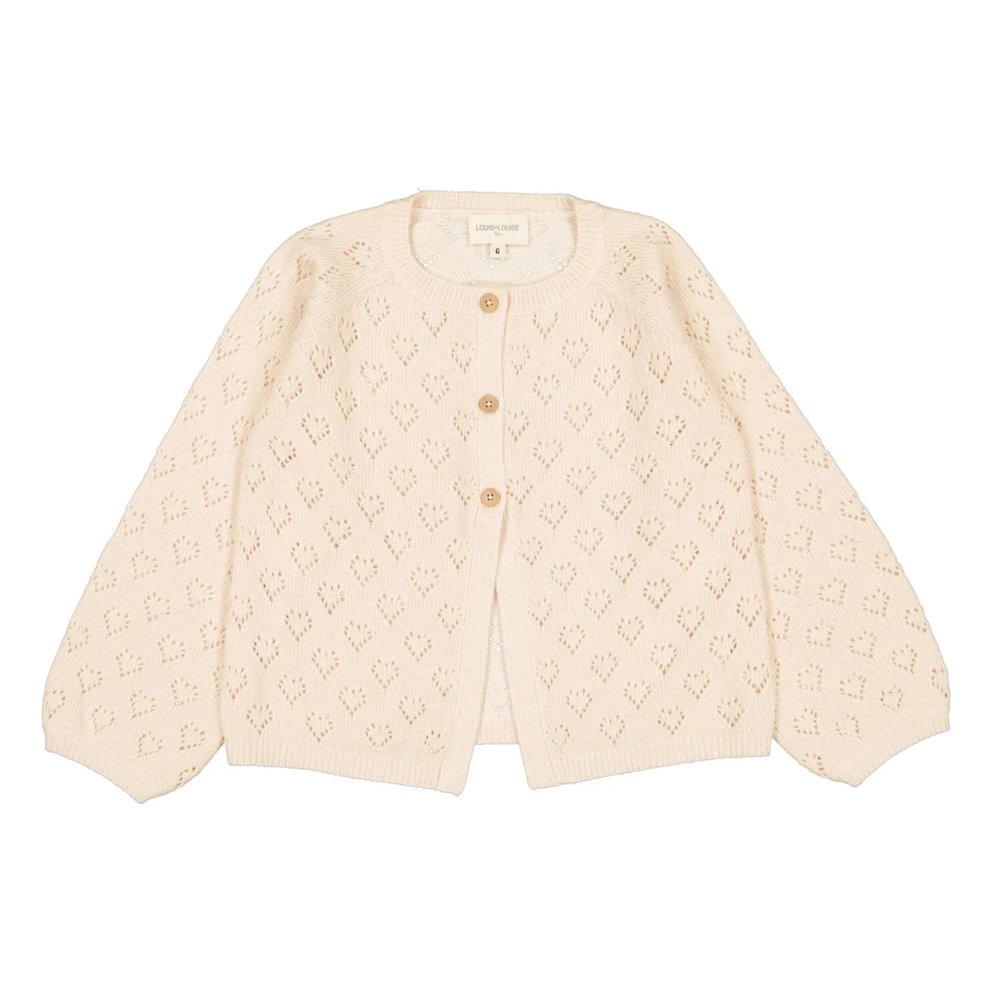 Louis Louise Cream Gulsah Cardigan Openwork Hearts