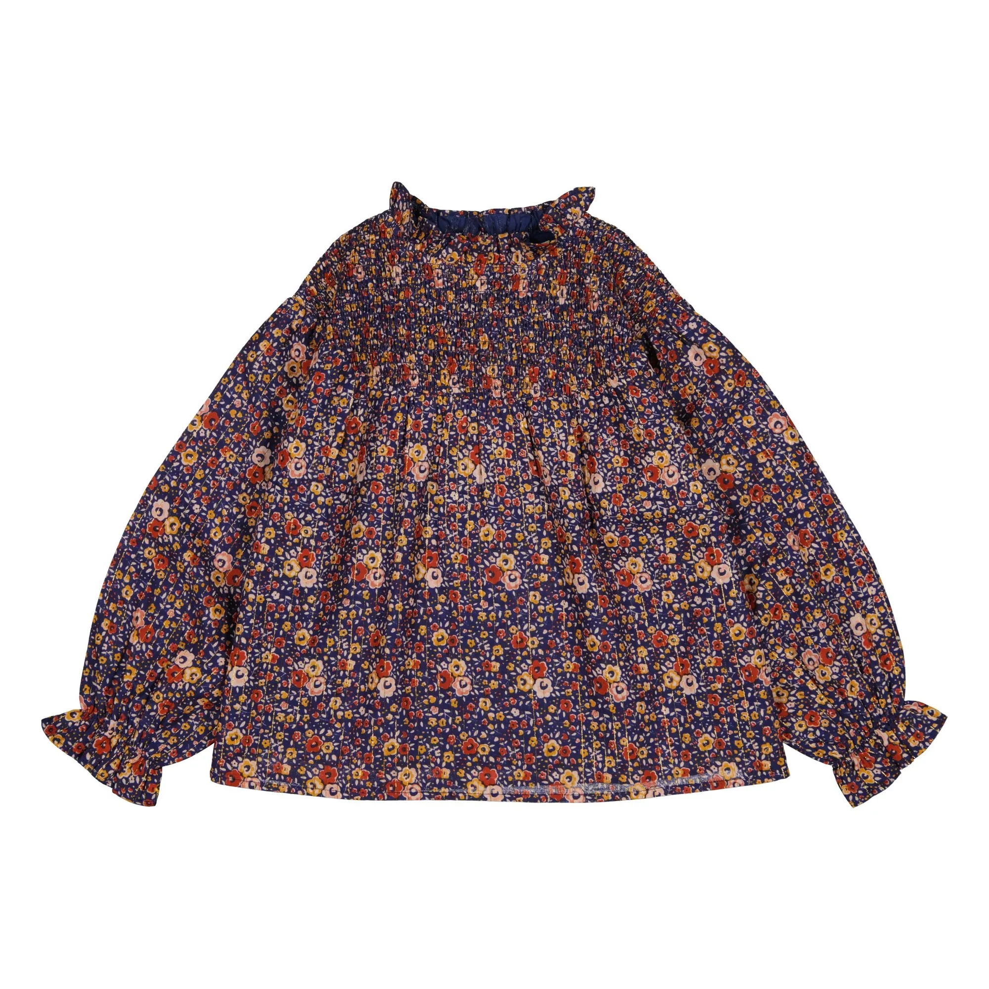 Louis Louise Indigo Blue Marnie Blouse With Lurex Flowers