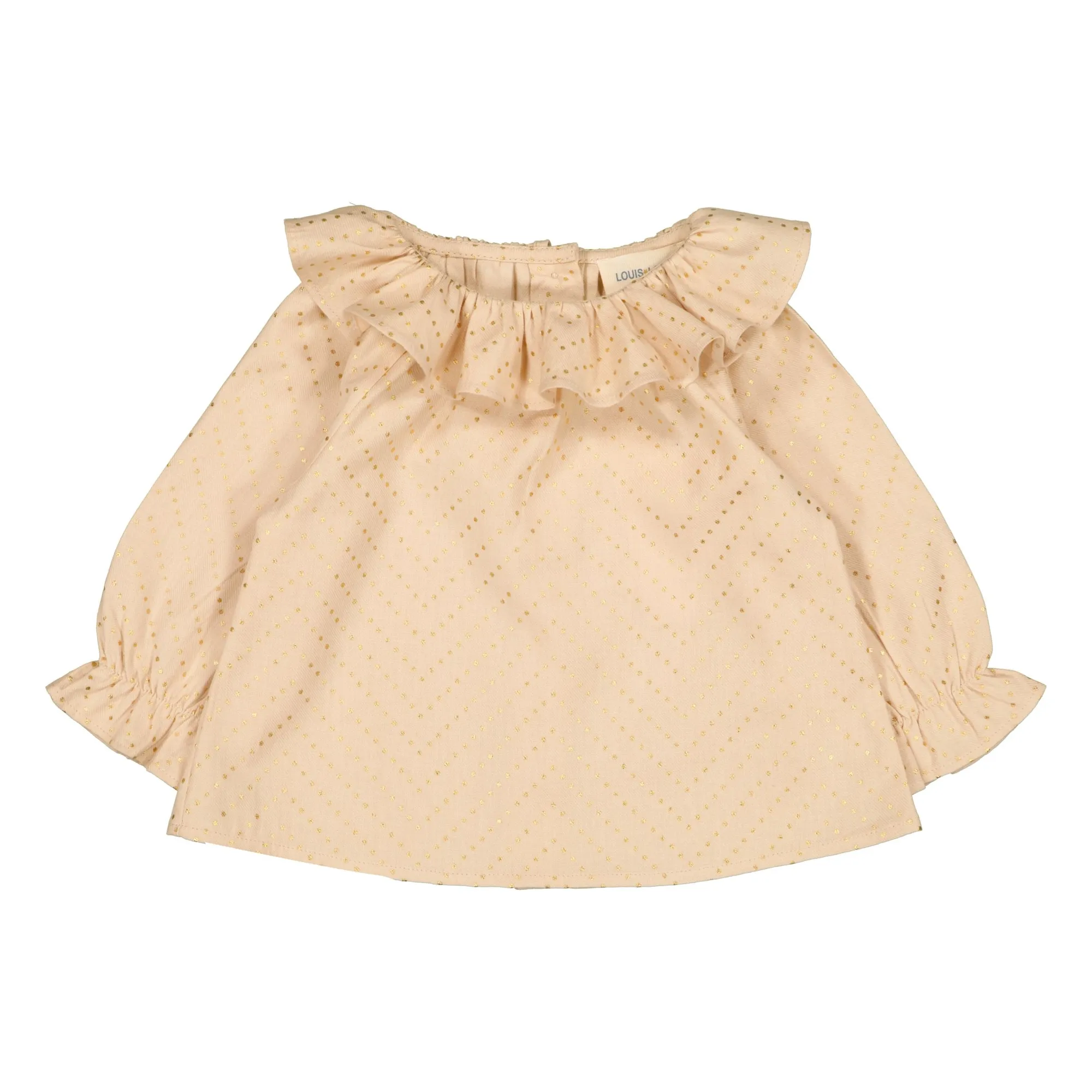 Louis Louise Sand Lilie Blouse With Polka-Dot Ruffle Collar