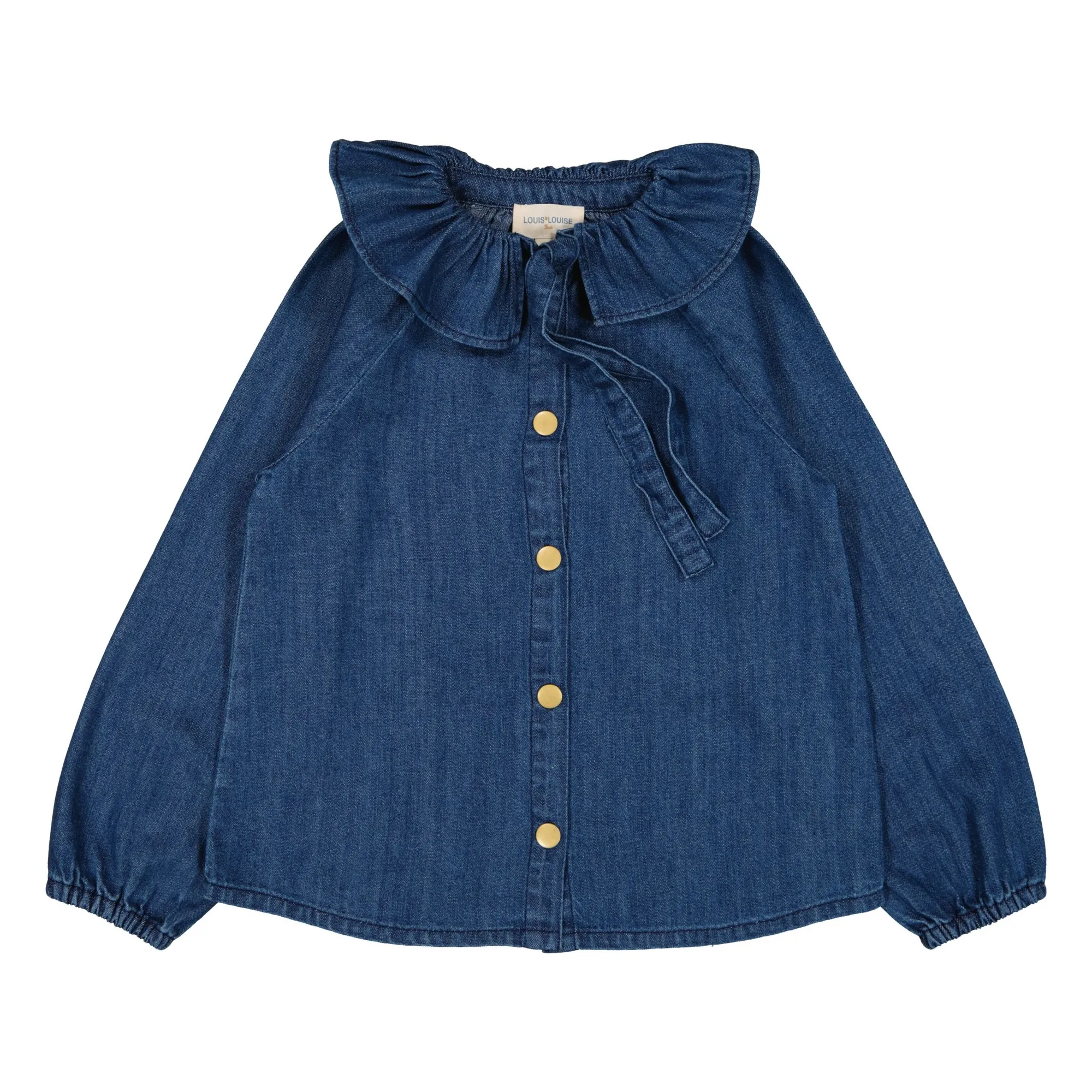 Louis Louise Denim Blue Blouse Angele Col Volants