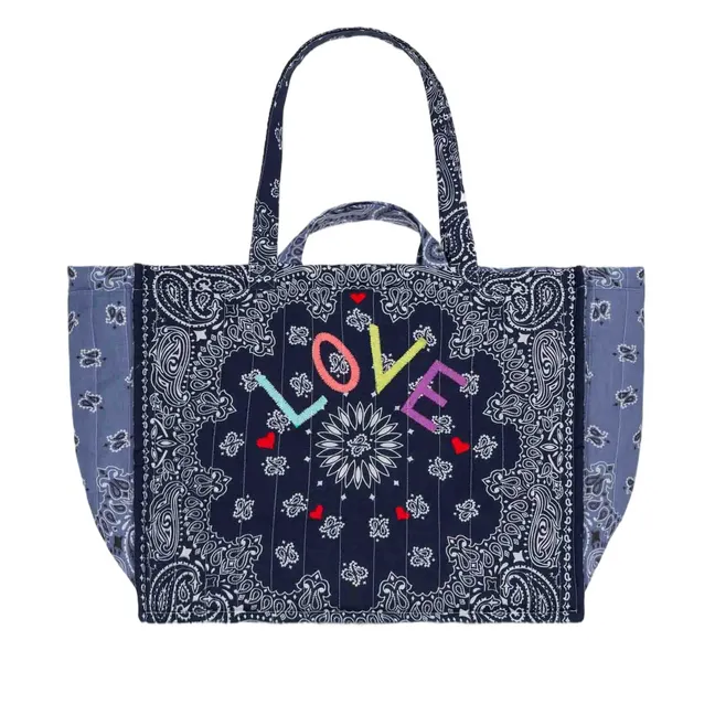 Maxi Cabas Love Coton | Chambray Bleu